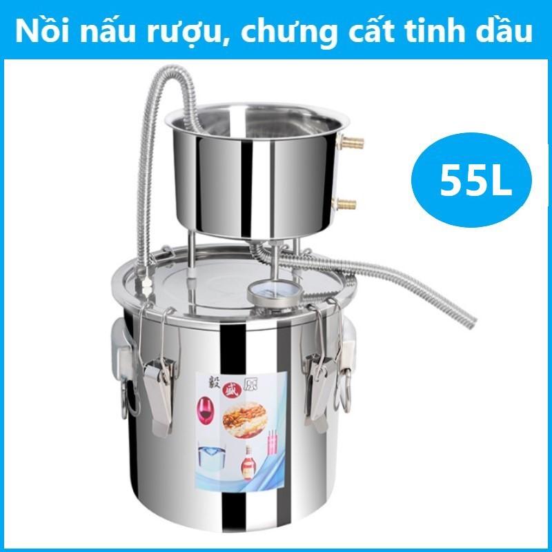 Bộ nồi nấu rươu đa năng INOX 55L (tặng máy bơm mini) nồi chưng cất tinh dầu