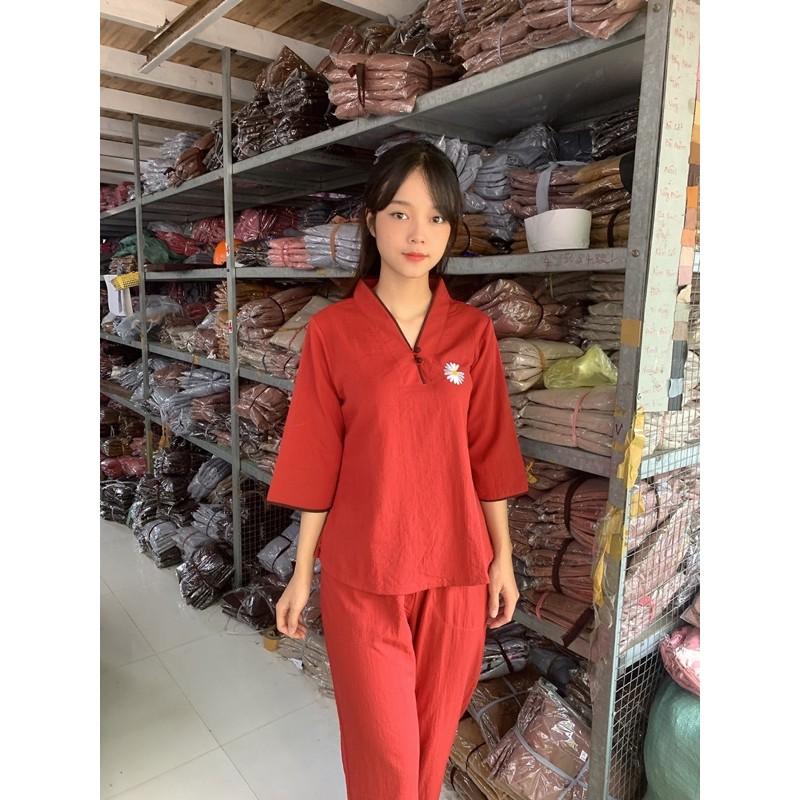 Áo lam đi chùa, thời trang nữ, đồ bộ, hottrend hoa cúc