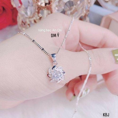 Dây chuyền nữ mặt tim bạc 925 đính đá trẻ trung cá tính, Anchi jewelry