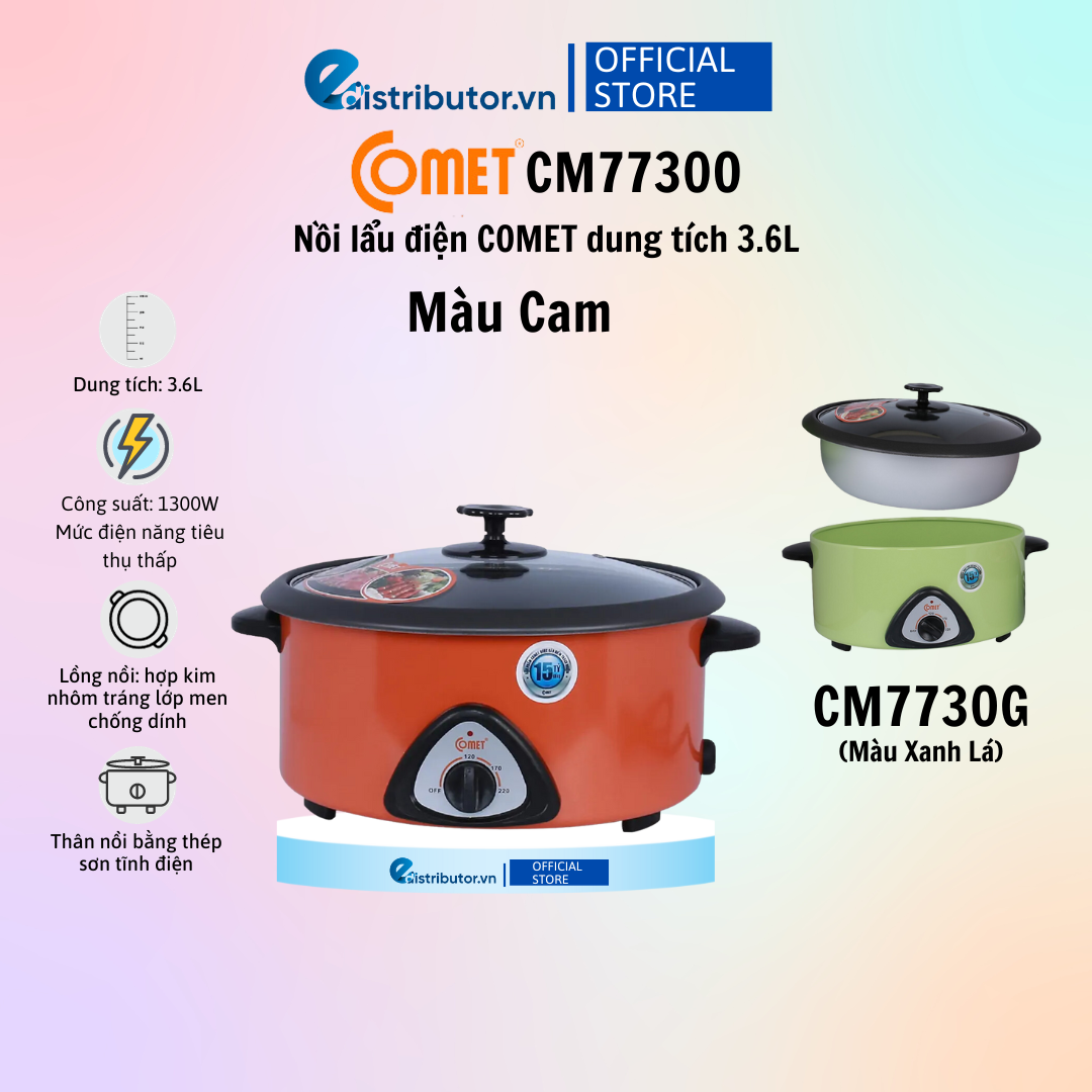 Nồi lẩu điện Comet CM7730 (Dung tích 3.6L) - Hàng Chính Hãng - Bảo Hành 12 Tháng