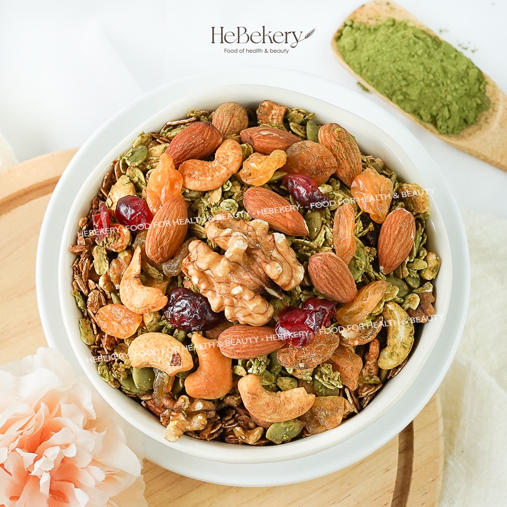 Granola Truly Healthy HEBEKERY by HEBE - Ngũ Cốc Dinh Dưỡng Lành Mạnh Tự Nhiên - Vị Matcha
