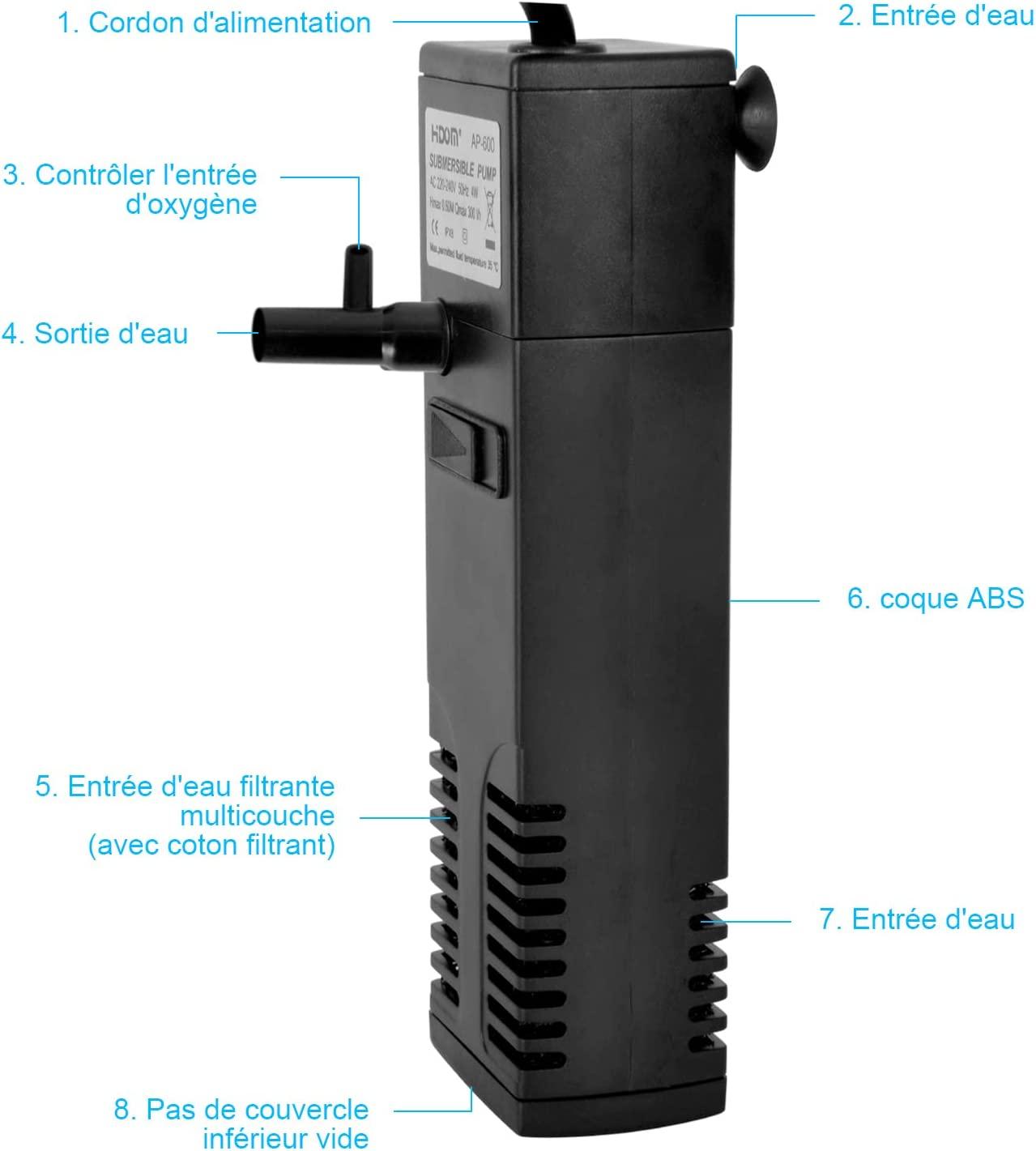 Bộ lọc bể cá 4W Dòng nước 300L / H 60L Bộ lọc bên trong Bể cá Bộ lọc bể cá với Bọt biển lọc cá