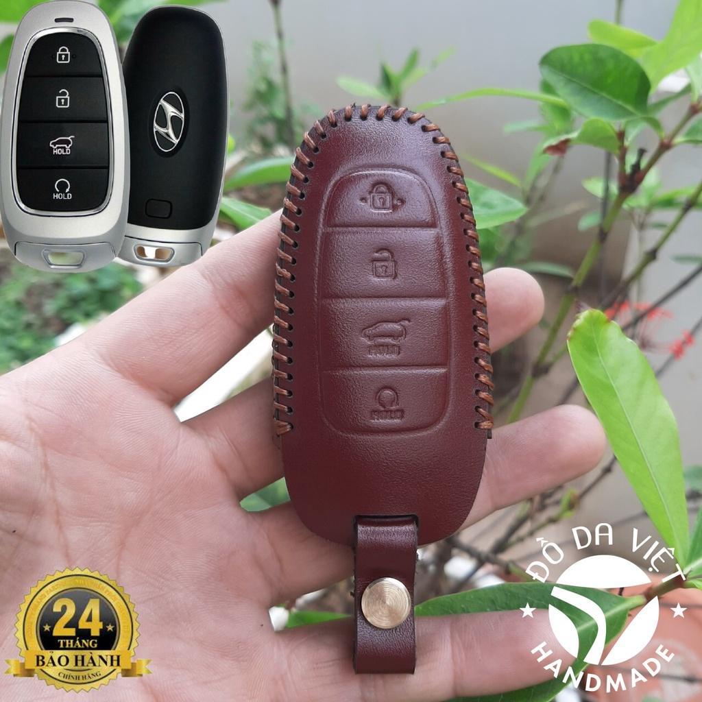Bao Da Chìa Khóa ô tô Hyundai Santafe 21-23, Tuccson 2022 - 2023 Da bò thật , Bảo hành 2 năm