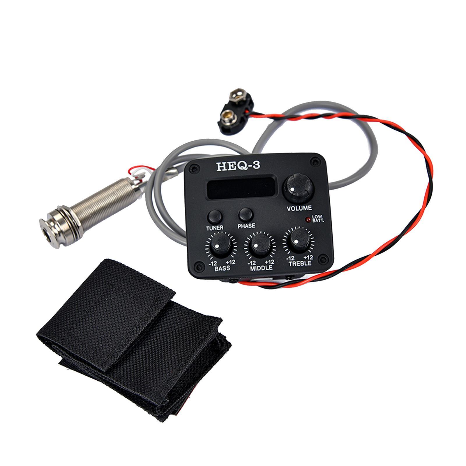 Acoustic Guitar Pickups 3-Bands EQ Equalizer Tuner Preamp Piezo Pickup