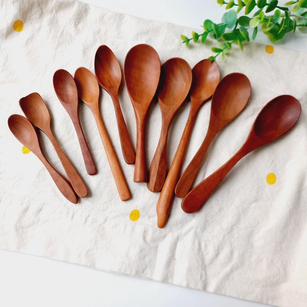 Bộ Thìa Gỗ Nhãn Ăn Cơm, Soup, Chè, Thìa Khuấy Sinh Tố, Cà Phê, Decor Chụp Ảnh