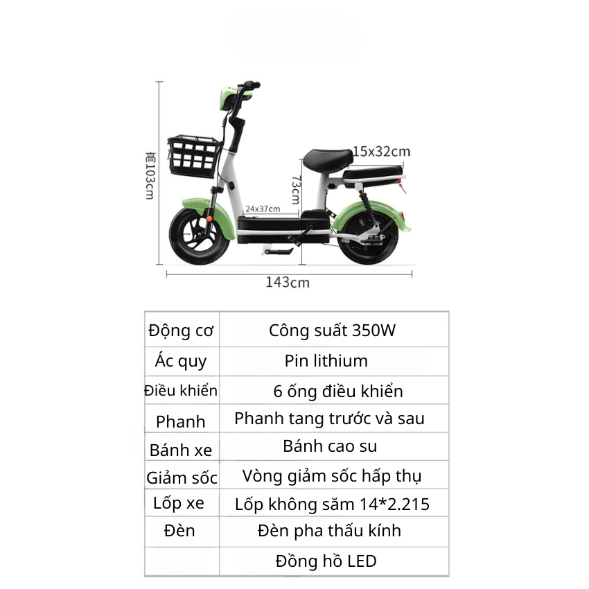 Xe Đạp Điện Premi Pin Lithium 12Ah , Tốc Độ Đến 25Km/h, Xe Đạp Điện Mẫu Mới