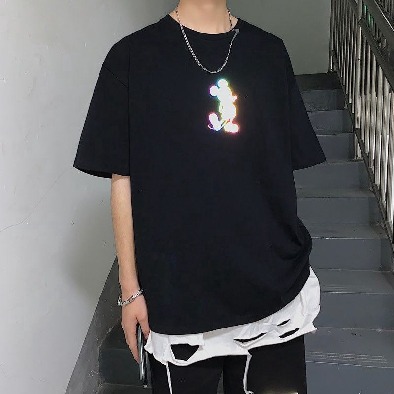 Áo Thun Nam Phản Quang In hình CHUỘT MICKEY, áo chất, đi đêm, đi phượt bao ngầu, nhìn đã mắt