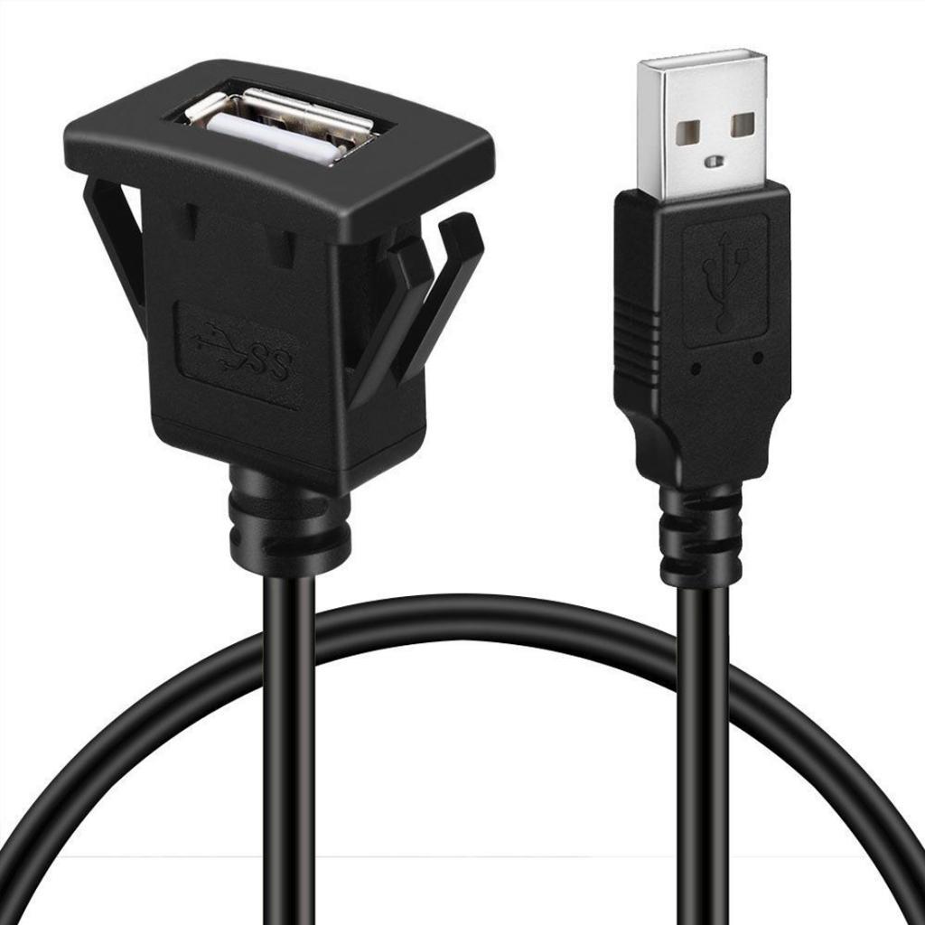 USB2.0 Extension  Mount Cable for car boat Motorcycle Flush Dashboard