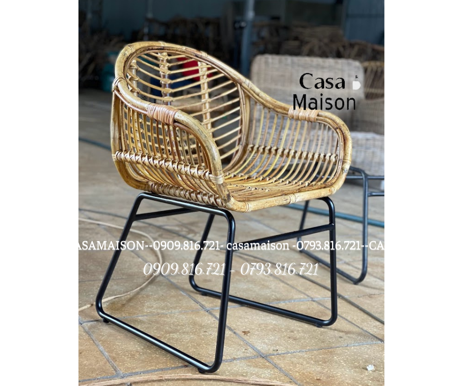 Ghế Mây Chân Sắt Vuông 2021- Rattan Chair With Iron Leg- CH0101