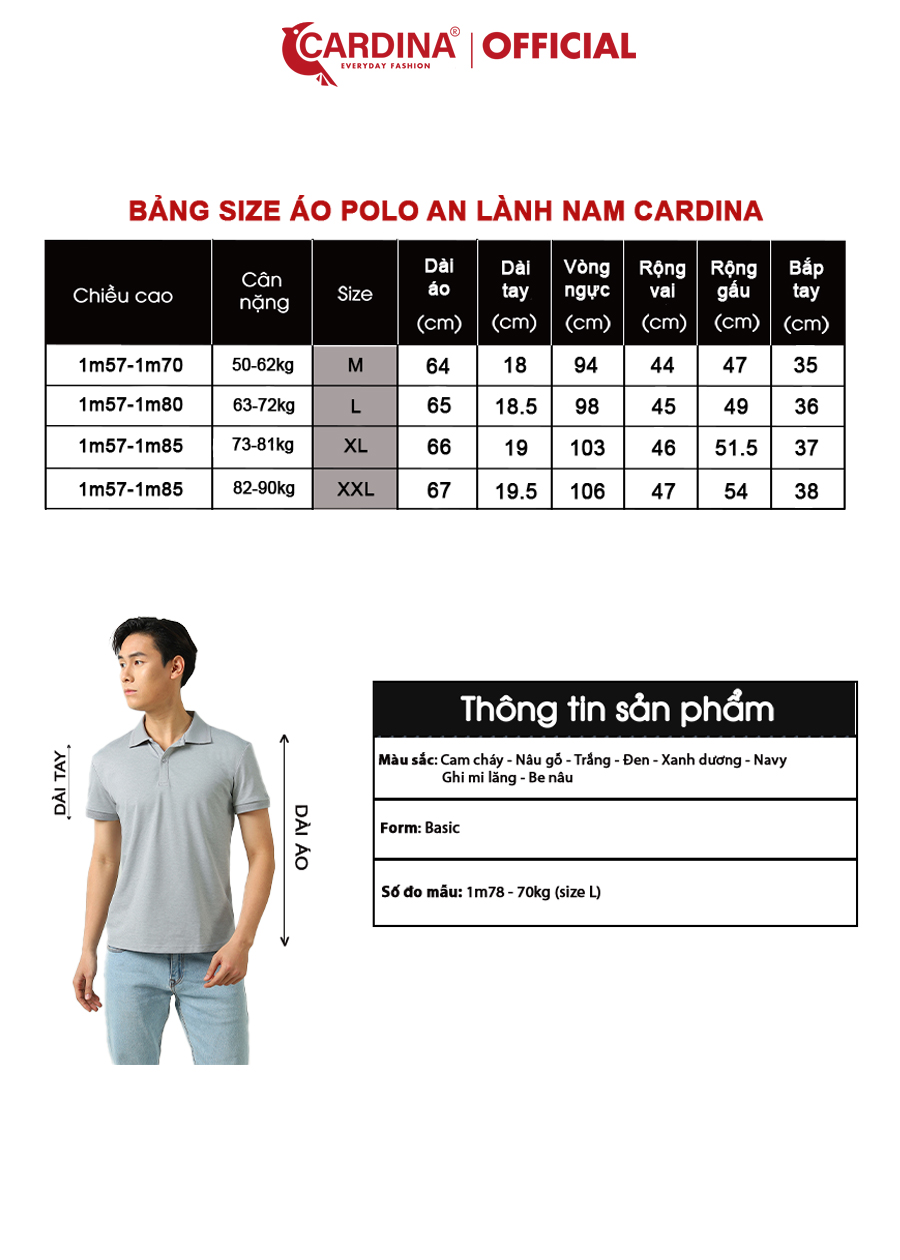 Áo Polo Nam CARDINA Chất Cotton CVC Cao Cấp Áo Thun Cổ Bẻ Cộc Tay Mềm Mại Thoáng Mát 3APM01