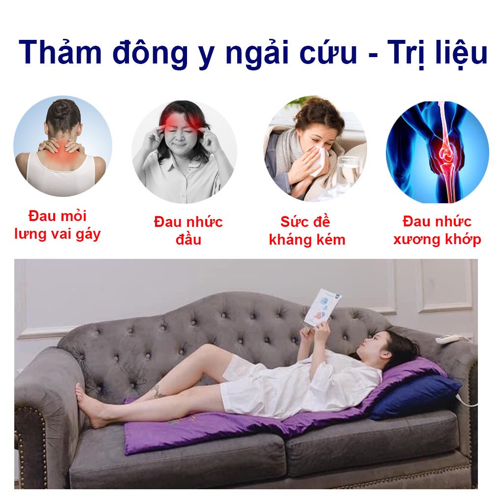 Thảm ngải cứu đông y.Đệm ngải cứu điện sưởi ấm giảm đau vai gáy, thắt lưng, xương khớp