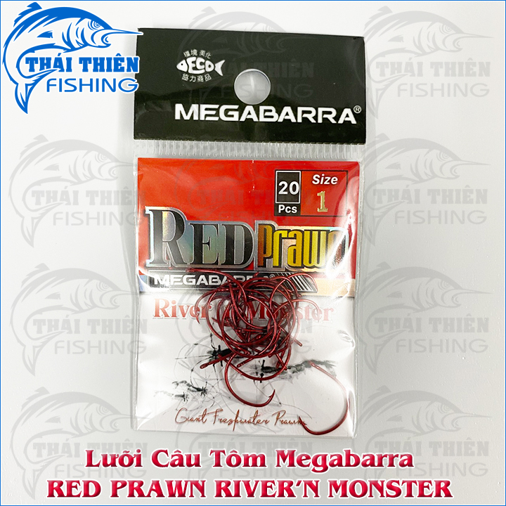 Lưỡi Câu Tôm Megabarra Red Prawn River’n Monster Vỉ 20 Lưỡi