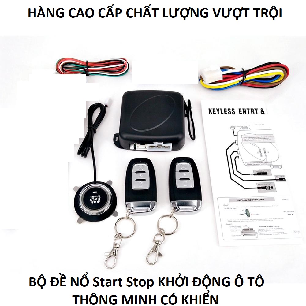 Nút đề nổ 1 chạm thông minh (Smart Start/Stop System) Bộ khởi động xe ô tô có 2 remote mẫu mới chính hãng loại tốt , đồ chơi xe hơi