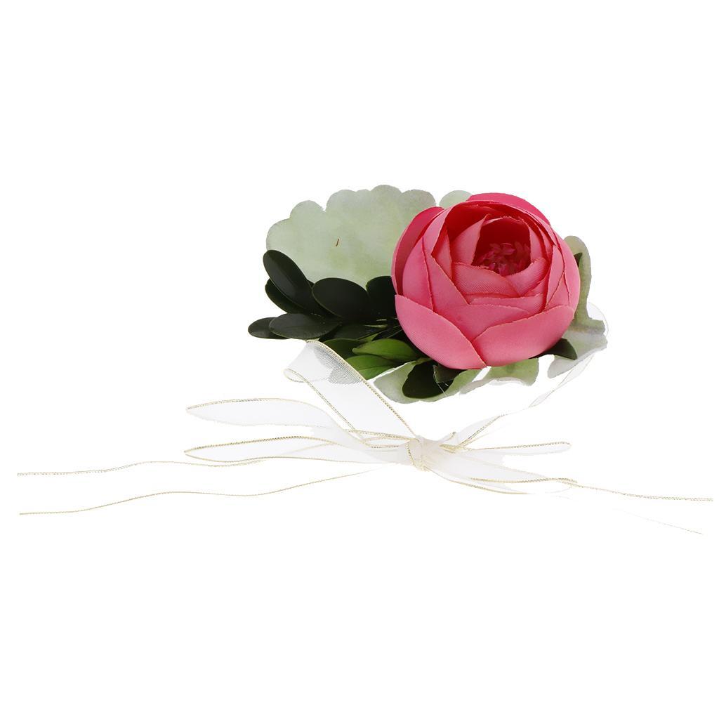 Silk Camellia Wrist Corsage Bridal Bracelet Wedding Hand Flower