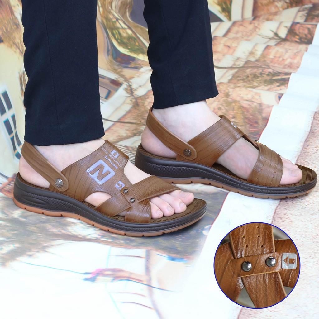 Sandal nam da bò cao cấp đế kếp cao 3.5 cm SD89 HT.NEO