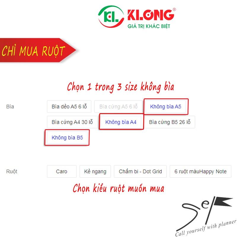 Sổ còng/Ruột refill Klong caro, kẻ ngang, chấm bi A5 A4 B5 - 100 tờ 120gsm, tặng 6 ruột Happy Note