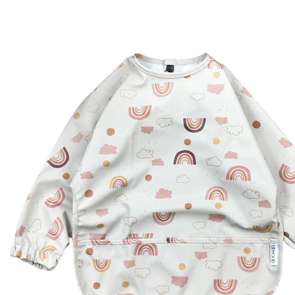 Full Long Sleeved Baby Bib Waterproof Bib for Babies Toddler Bibs 6-24 Months Eating Drinking Painting Feeding Apron with Pocket