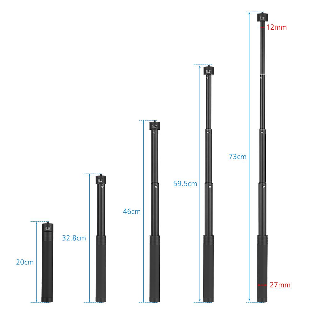 Portable Handheld Adjustable Extension Pole 5-Section Extendable Selfie Stick 1/4 Inch Screw Mount for FeiyuTech G5 /