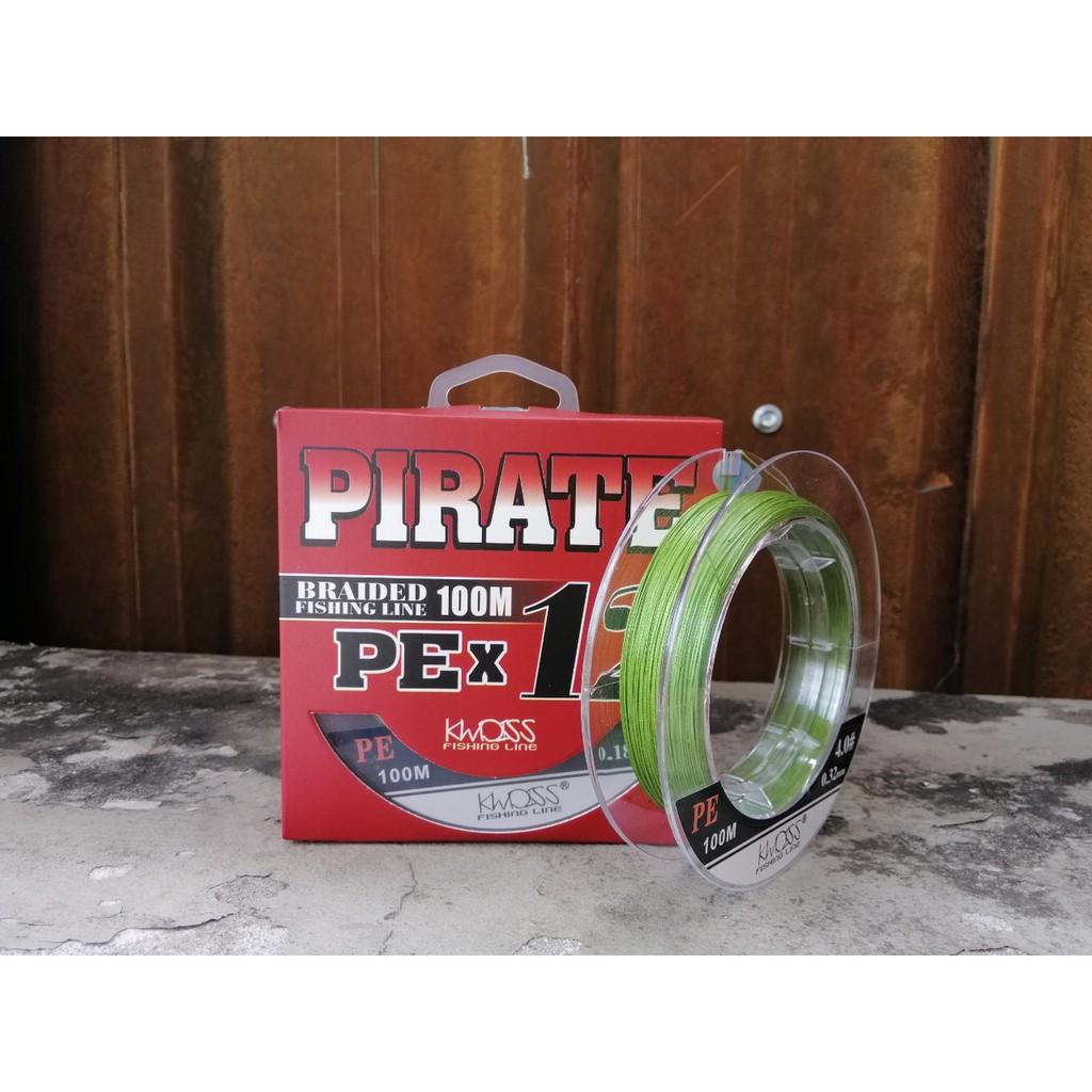 Dây dù câu cá PE X12 PIRATE (12 lõi) 100m Siêu bền Siêu mịn Siêu tải màu xanh lá 2 tầng chống thấm