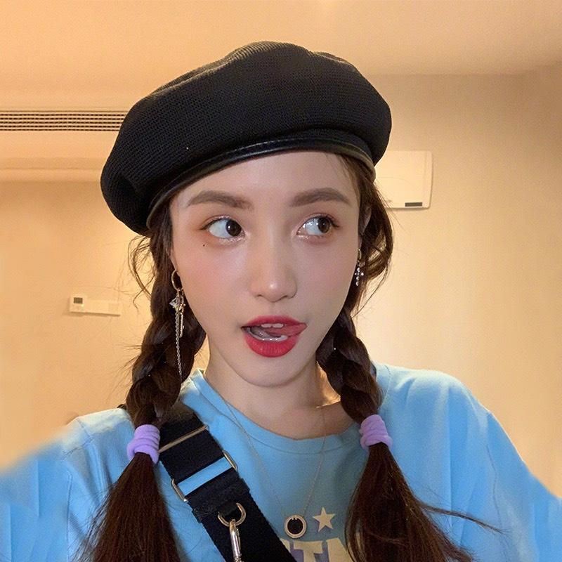 MŨ NỒI BERET NỮ ULZZANG MAXSHOPDOC NÓN DẠ VIỀN DA CÓ DÂY NỚI CHỈNH