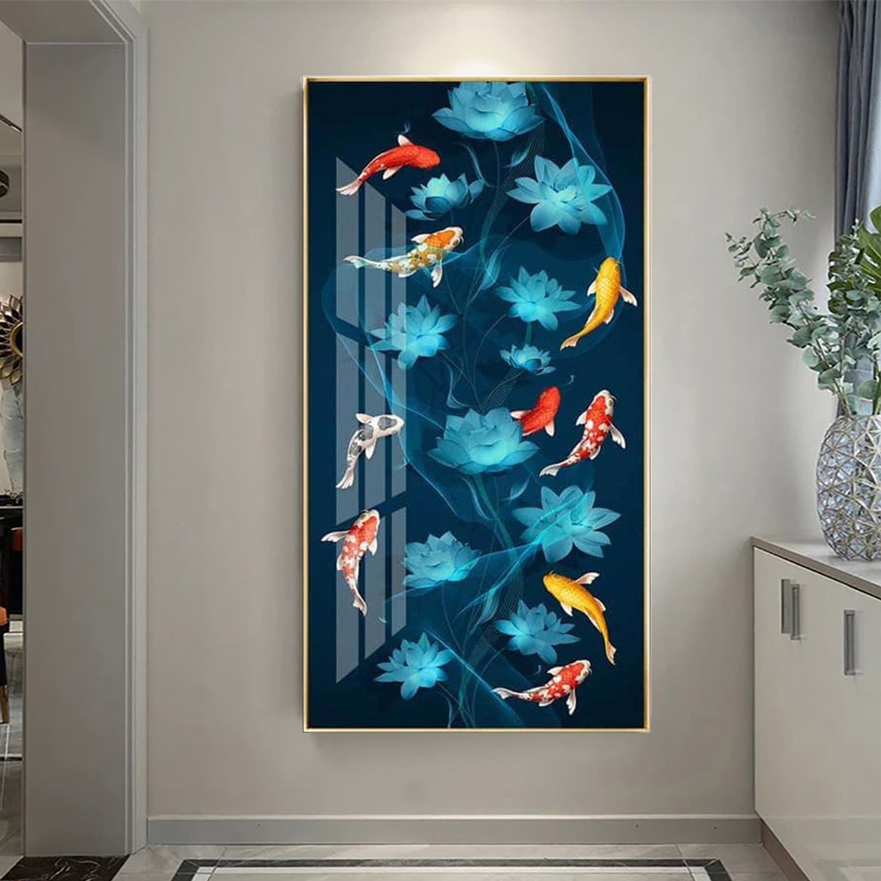 Tranh Treo Tường Hiện Đại _ Tranh Canvas Cửu Ngư Quần Hội