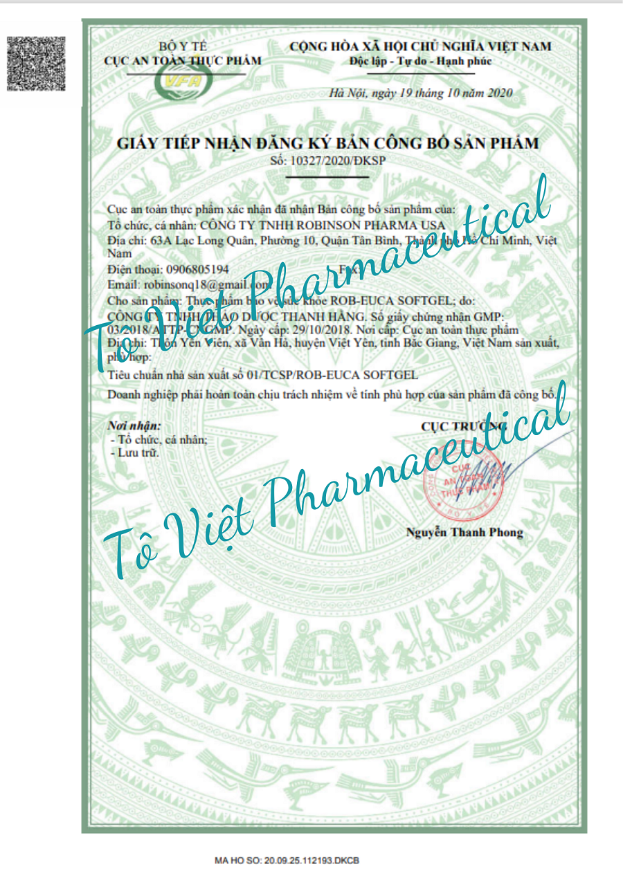 TPCN- Robinson Pharma USA- Robeuca-Viên uống bổ phế giảm ho, đau, ngứa rát, giữ ẩm đường hô hấp (100 viên)