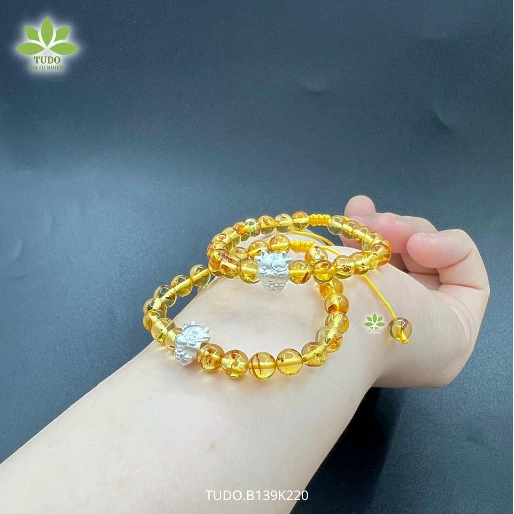 Vòng Tay Nữ Đẹp - Vòng Phong Thủy Đa Mệnh VCBHPAMBER TUDO B139K220 Charm Bạc Tốt Cho Trẻ Em