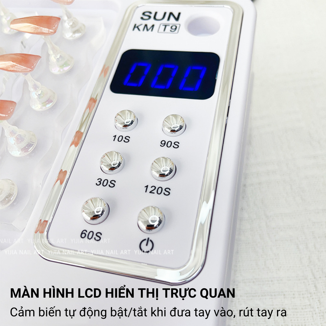 Máy Hơ Nail SUN T9, 78 Bóng LED/UV 96W, Máy Hơ Gel, Máy Hơ Móng Tay, Đèn Hơ Móng Khoang Rộng, Có Bệ Tì Tay