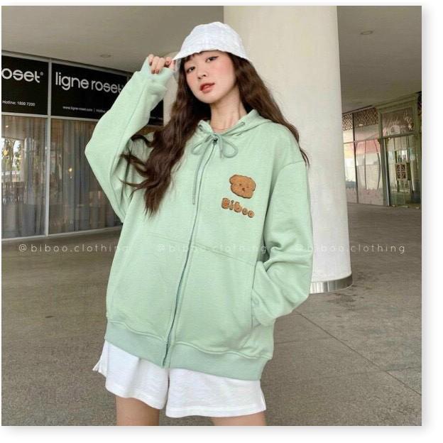 ÁO KHOÁC NỮ CÓ DÂY KÉO FORM RỘNG IN HÌNH HỌA TIẾT XINH XẮN LANA FASHION