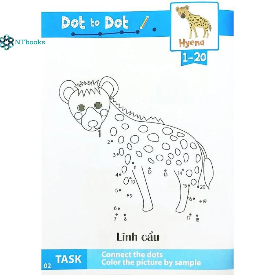 Combo 2 cuốn Nối Số Và Tô Màu Thông Minh: Thế Giới Động Vật - Động Vật Hoang Dã Tập 1 + Tập 2
