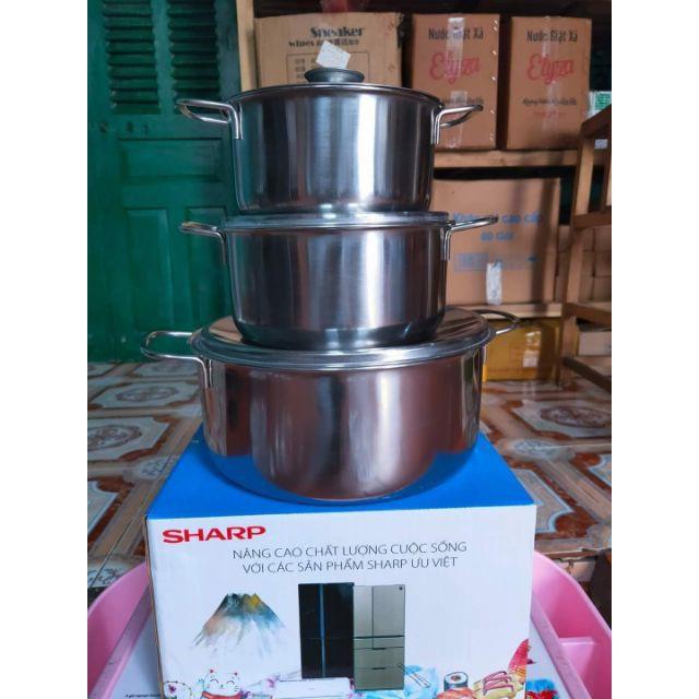 Bộ 3 nồi Inox Sharp dùng được bếp từ