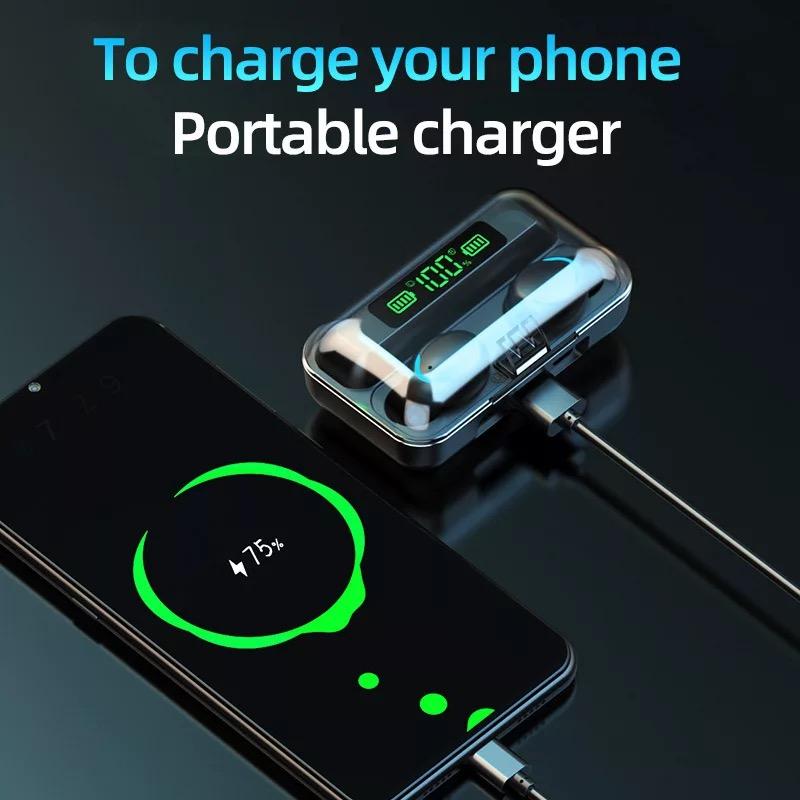 Mới TWS Bluetooth 5.0 Sạc Hộp Tai Nghe Không Dây 9D Stereo Thể Thao Chống Thấm Nước Tai Nghe Nhét Tai Tai Nghe Có Micro