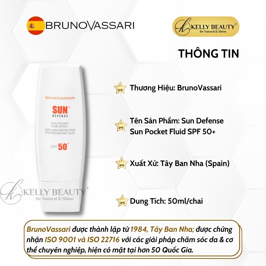 Kem Chống Nắng Cho Da Nhạy Cảm Sun Pocket Fluid SPF 50+ - Bruno Vassari | Kelly Beauty