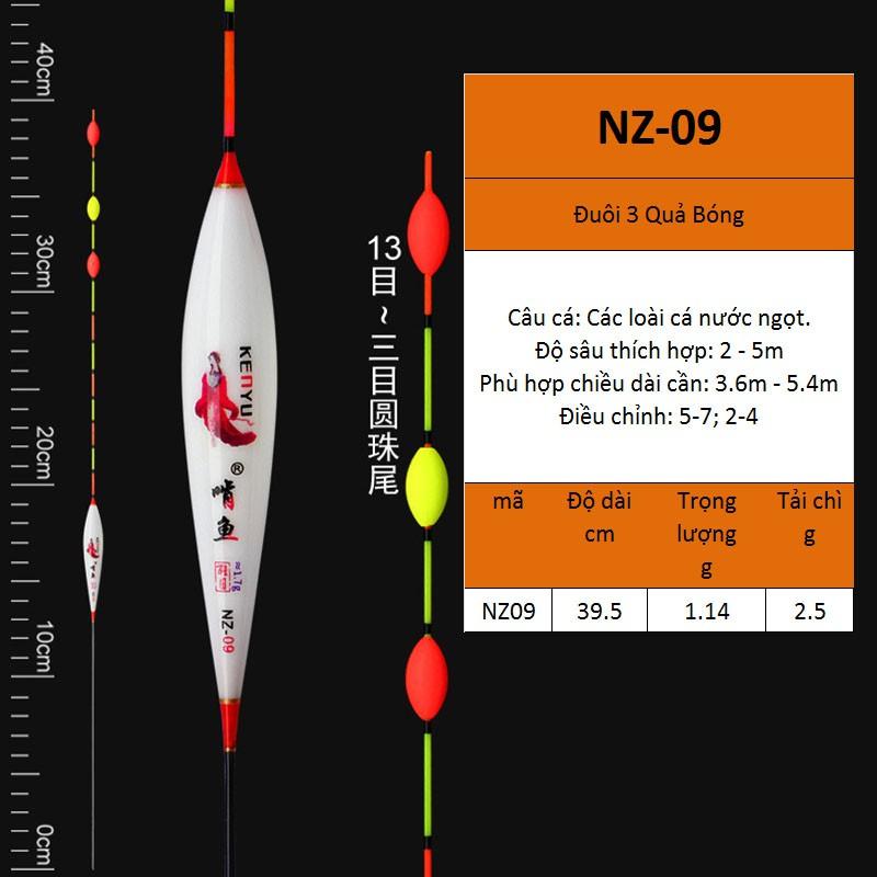 Phao câu cá nano, câu đơn câu đài màu trắng họa tiết ken câu cá nhạy, có đủ thông số mã NZ