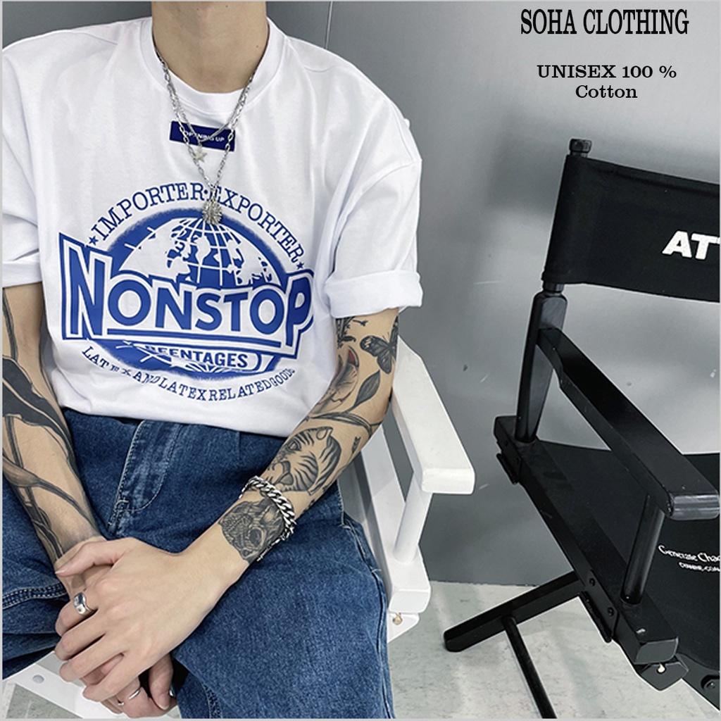 Áo thun tay lỡ phông Unisex nam nữ Cotton oversize form rộng NONSTOP