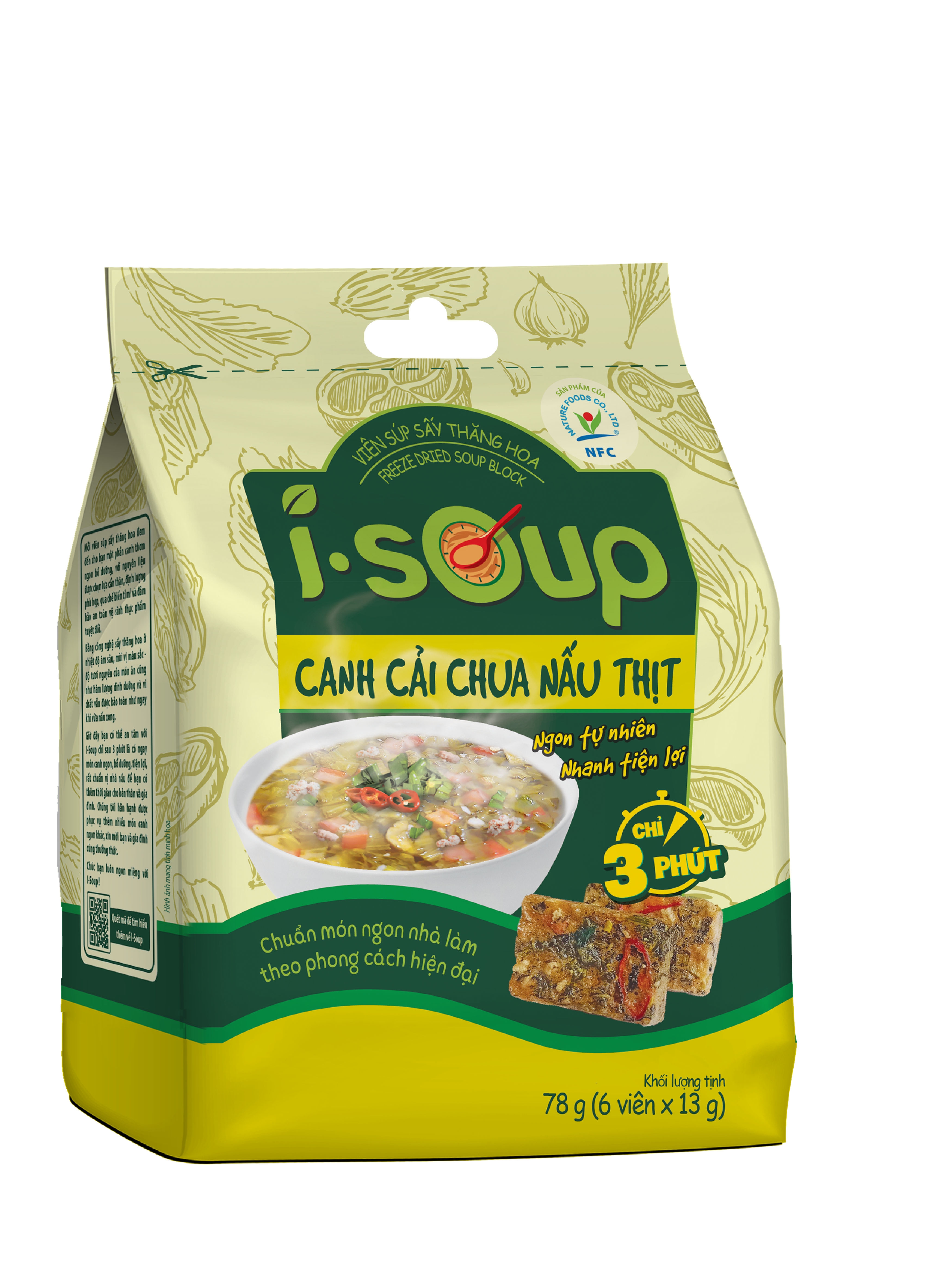 Canh Cải Chua Nấu Thịt Ăn Liền I-Soup 78g 06 viên