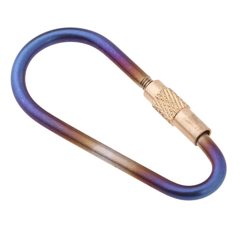 Titanium Keychain Carabiner D- Buckle Screw Gate Keyring Outdoor Sports