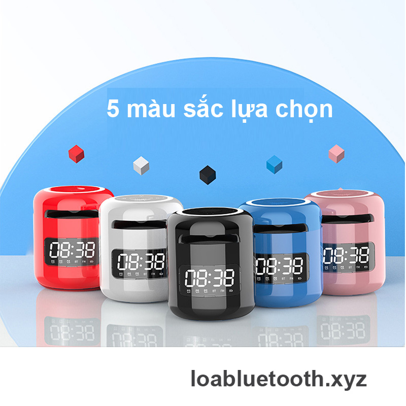 Loa bluetooth mini JM01 giá rẻ, bass mạnh, led hiển thị giờ kèm đồng hồ báo thức, âm thanh vòm 360 độ, pin 8h