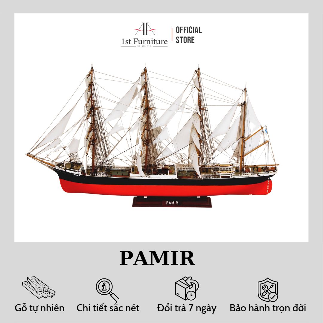 Mô hình Thuyền Cổ PAMIR cao cấp, mô hình thuyền gỗ tự nhiên sang trọng lắp ráp sẵn 1st FURNITURE