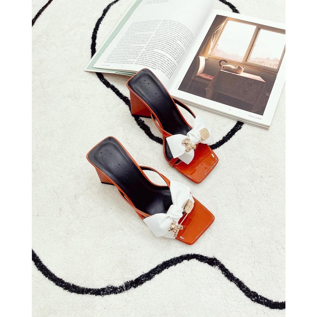 Dép/giày cao gót nữ quai đính nơ siêu xinh