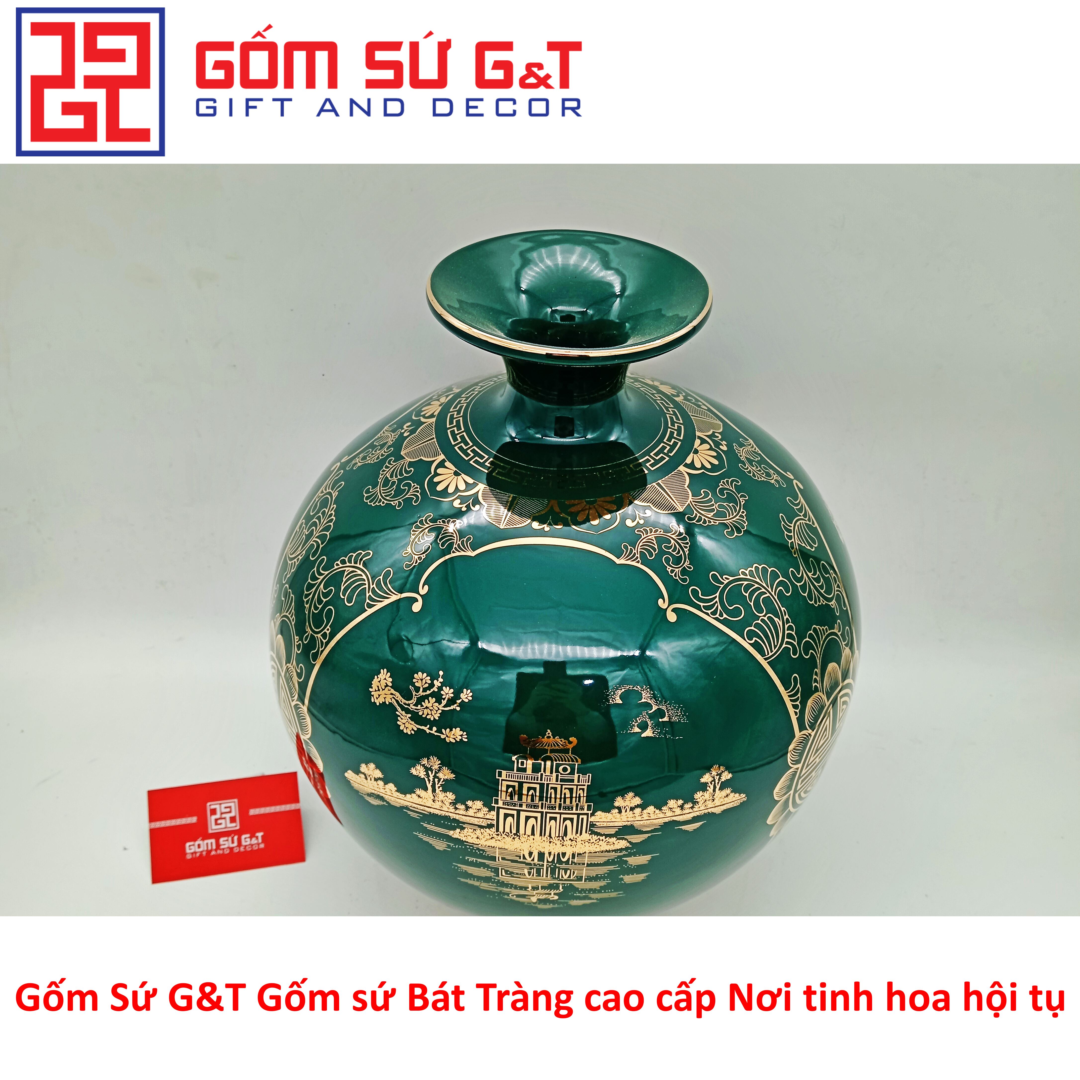 Bình hút tài lộc tam cảnh vẽ vàng kim Gốm Sứ G&T