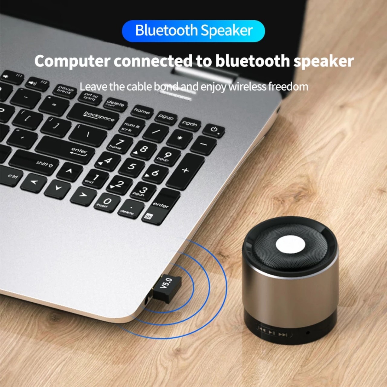 Bộ thu phát không dây Usb bluetooth 5.0 dùng cho máy tính laptop  D558