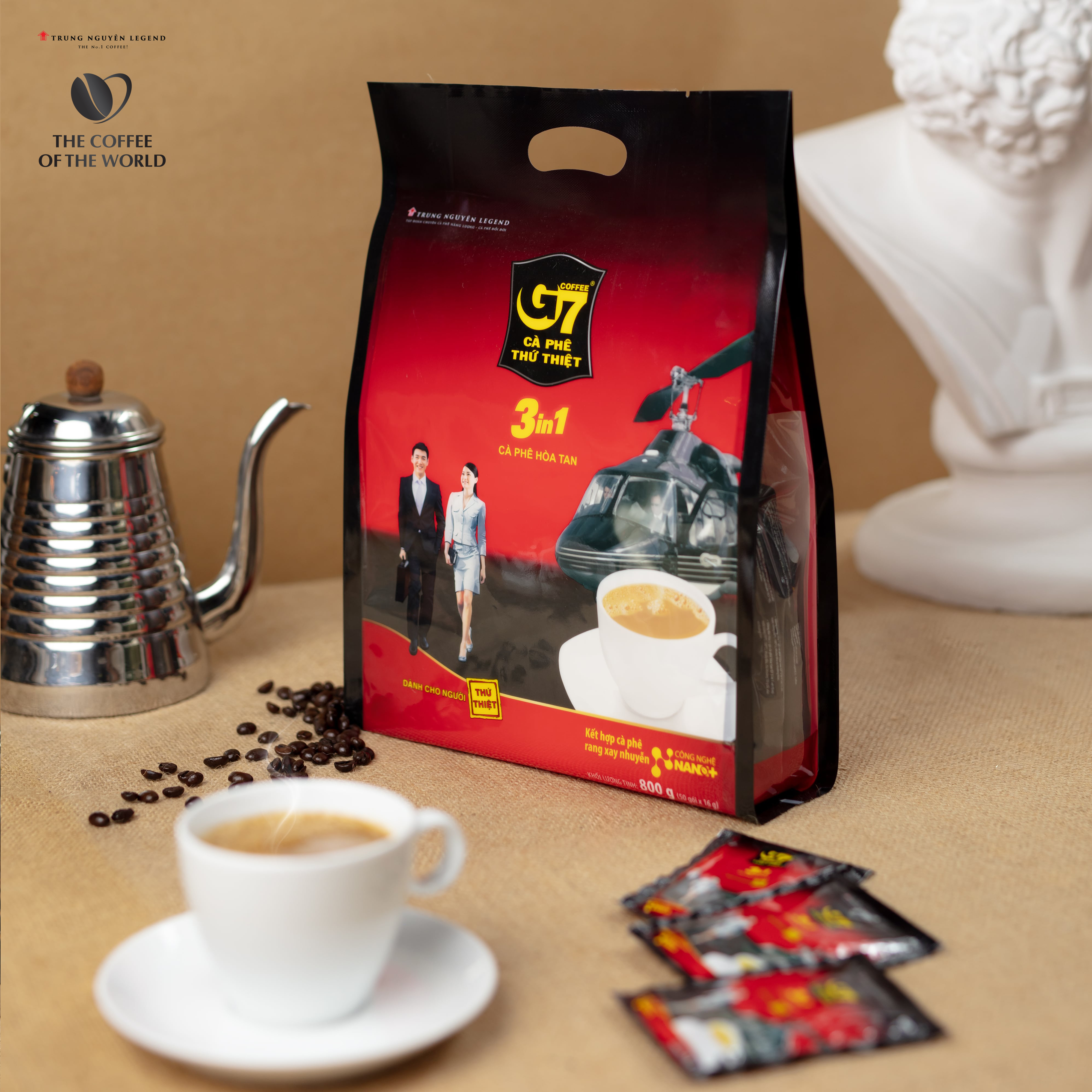 Trung Nguyên Legend - Cà phê hòa tan G7 3in1 - Bịch 50 sachets x 16gr (gói vuông)