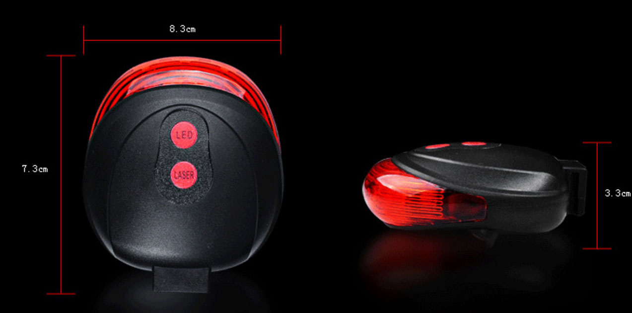 Đèn Hậu Xe Đạp Cảnh Báo- Chế Độ Đèn Led Siêu Sáng, Tia Laser Tạo Khoảng Cách An Toàn- Chính Hãng