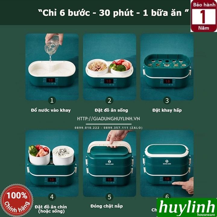 Hộp cơm hâm nóng thông minh Green Line RW-18 - 4 thố sứ - 6 chức năng - Dung tích 2 lít - Tặng túi xách