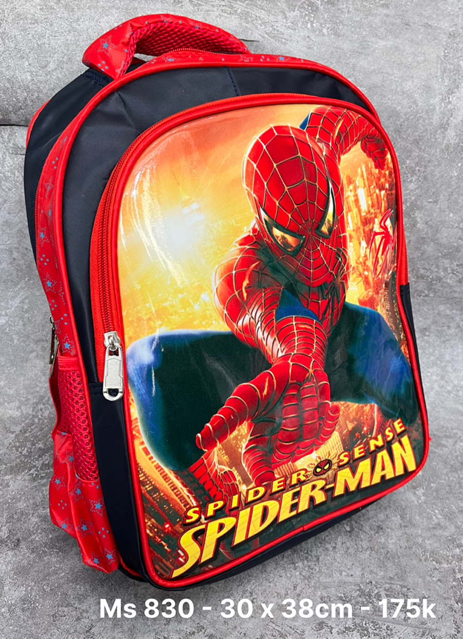 Balo in họa tiết siêu nhân spider man và Superman cho bé đi học