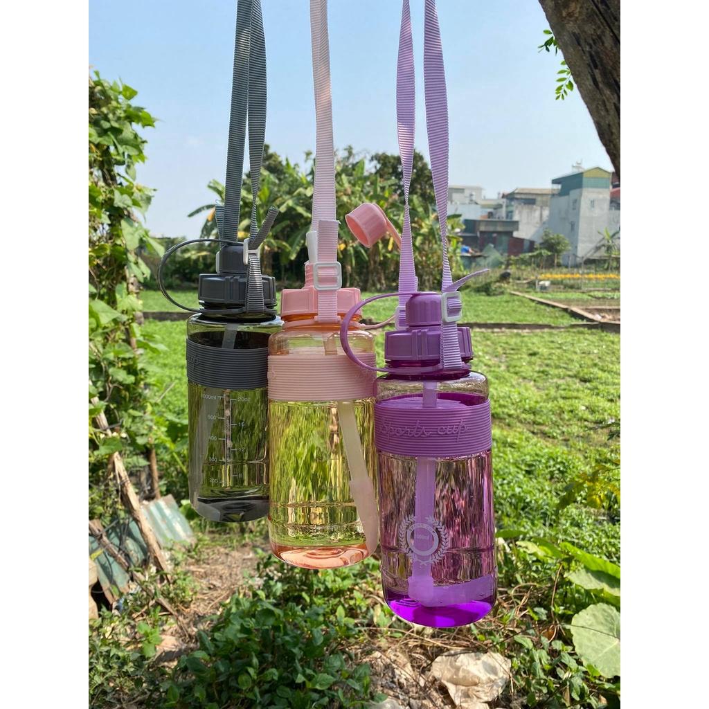 Bình Đựng Nước Sports Cup Phong Cách Thể Thao Có Ống Hút Và Dây Đeo Tiện Lợi dễ sử dụng- htshop_1