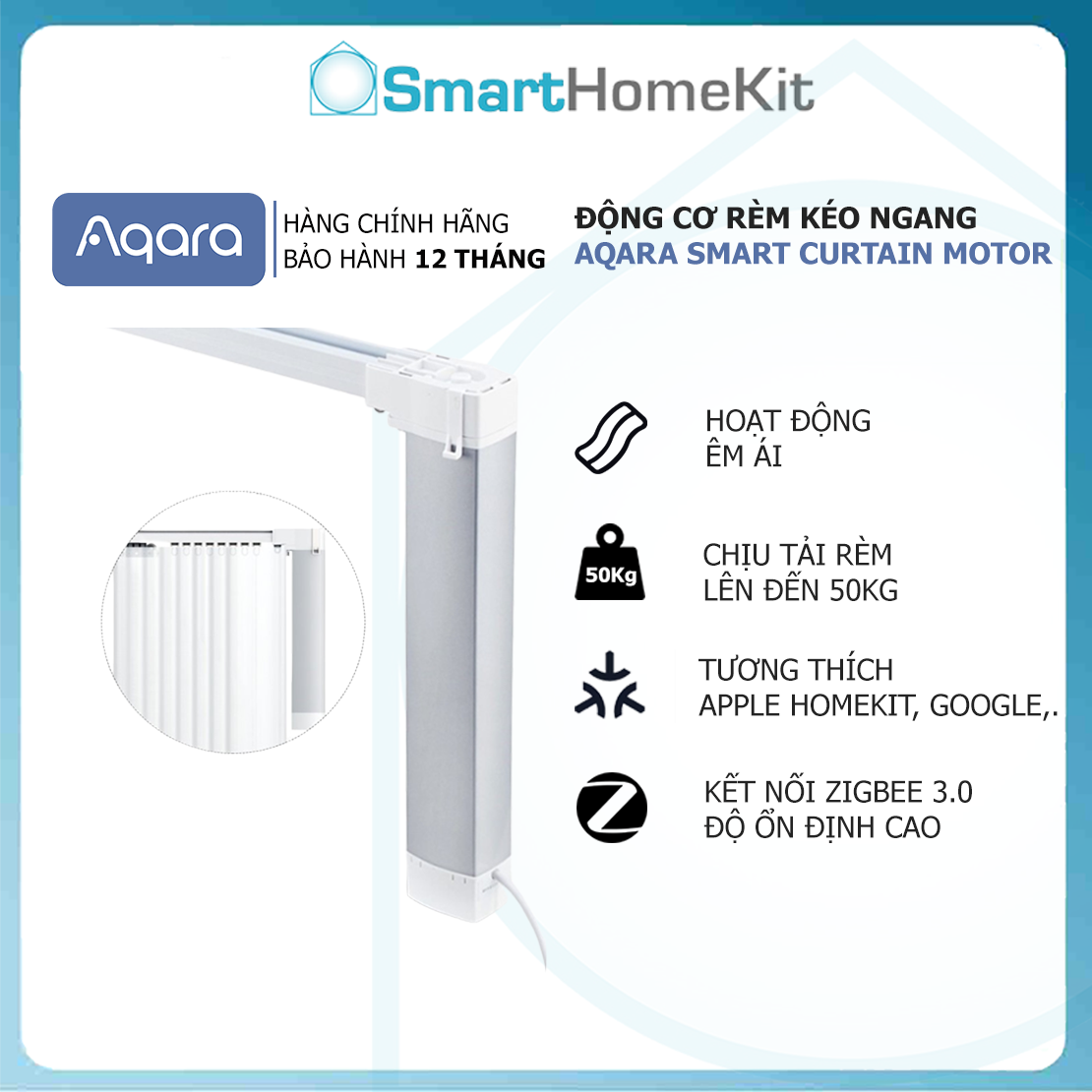 [Quốc Tế] Động cơ rèm kéo Aqara Smart Curtain Motor Zigbee - Tương thích Apple HomeKit, Google Home, Alexa - Hàng Chính Hãng