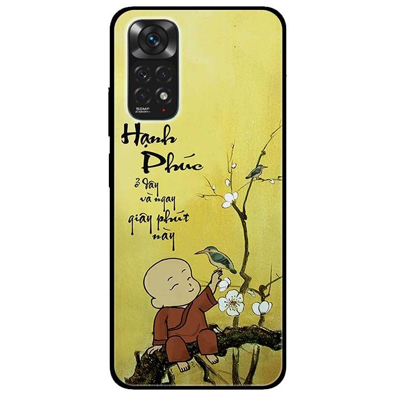 Ốp lưng dành cho Xiaomi Redmi Note 11 4G mẫu Hạnh Phúc Chú Tiểu Hoa Trắng