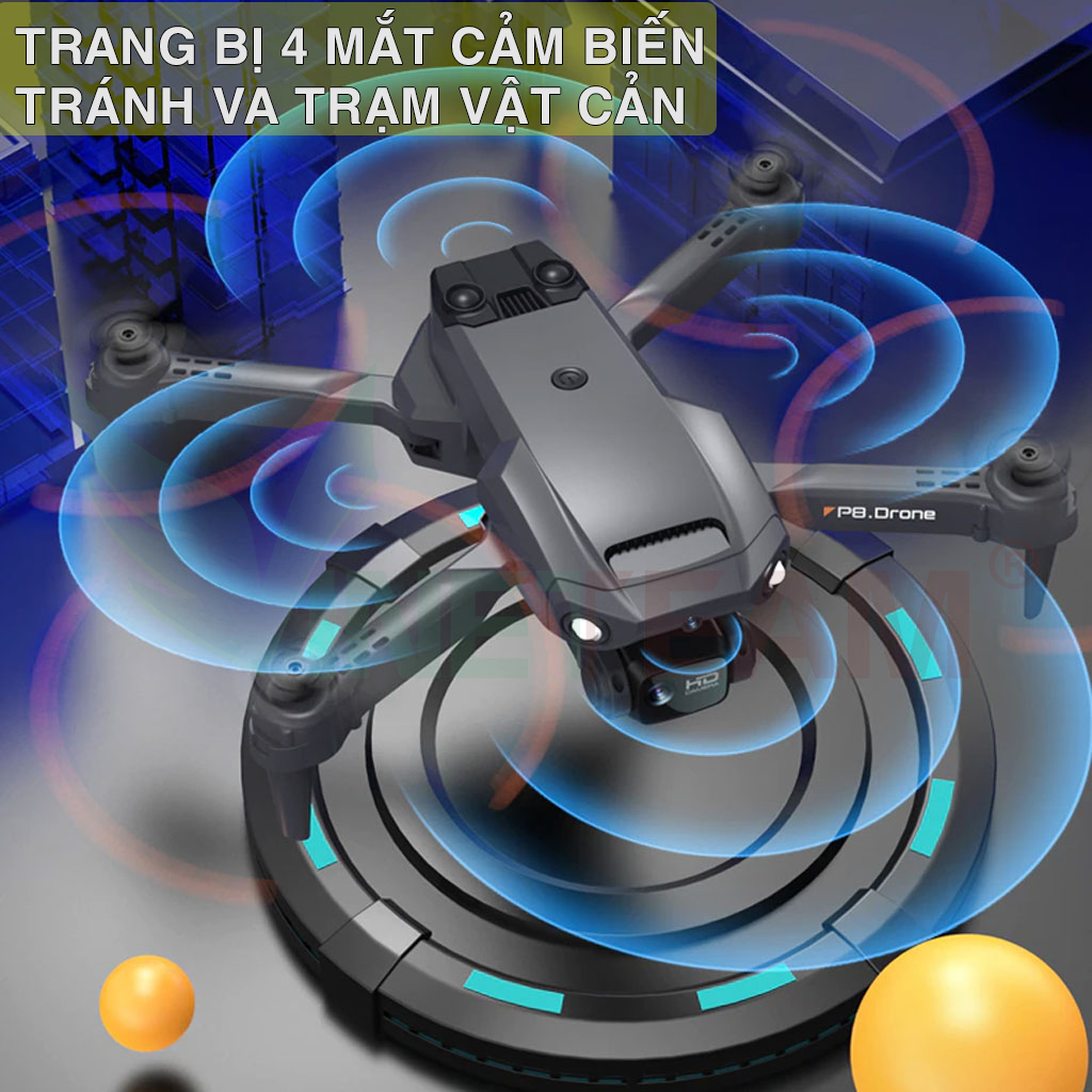 Máy Bay Điều Khiển Từ Xa Flycam P8 PRO Camera Kép Quadcopter UAV Với Bản Nâng Cấp 720P / 1080P / 4K HD FPV GPS WiFi Cảm Biến Chướng Ngại Vật - Hàng Nhập Khẩu